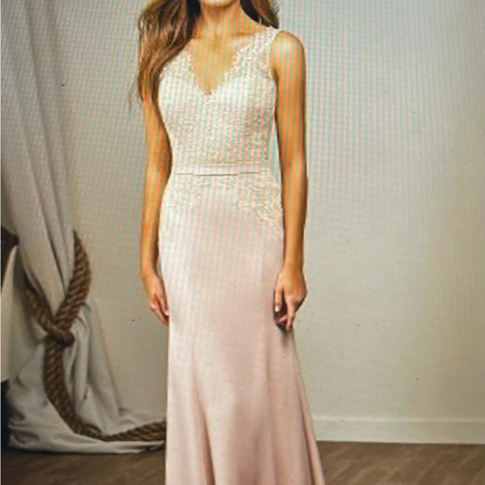 NEW! Jasmine L204016 Long V-neck Lace & Crepe Formal Dress